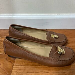 Michael Kors Brown and Gold Leather Flats